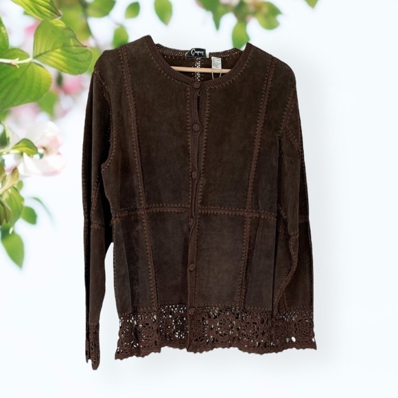 Carducci Jackets & Blazers - Carducci Collarless Suede Jacket - Size Large